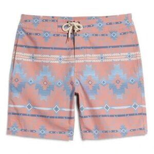 Faherty Rose Morning Star Classic Board Shorts Men’s Aztec Printed Swim Trunks